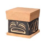 Troy Bellerose, b.1970 Northwest Coast A carved and bent cedar box depicting an eagle, 12.5cm