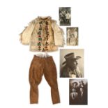 Wild West Interest William Deveney A buckskin and floral beaded jacket and a pair of leather