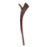 A Fiji club sali Melanesia with a carved blade having a ridged end and a high spur, the handle