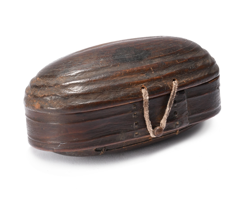 An Inuit trinket box and cover Alaska cedar, with domed base and cover and bentwood body, with