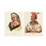 Seven mounted portrait prints of North American Indians Moa-Na--Hon-Ga. Great Walker, An Ioway