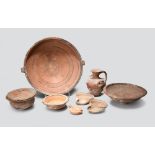 Seven Cypriot pottery vessels circa 7th - 3rd century BC including a two handled bowl with