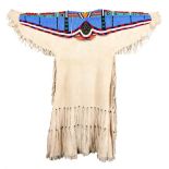 A Plateau dress buckskin and coloured glass beads, the shoulders with a later applied Nez Perce