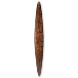 An Aboriginal narrow shield Western Victoria, Australia with carved linear decoration and with an