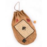 An Apache pouch Southwest North America buckskin and coloured glass beads, with an ace of spades