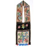 An Ojibwa bandolier bag Northeast North America velveteen, cloth, wool, printed cotton and