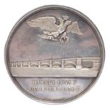 Imperial Russia: Nicholas I, Completion of the Blagoveschensk Bridge 1850, a silver medal by A.