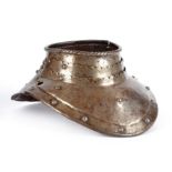 A gorget, composed of large shaped plates front and rear with recessed borders, roped lower and