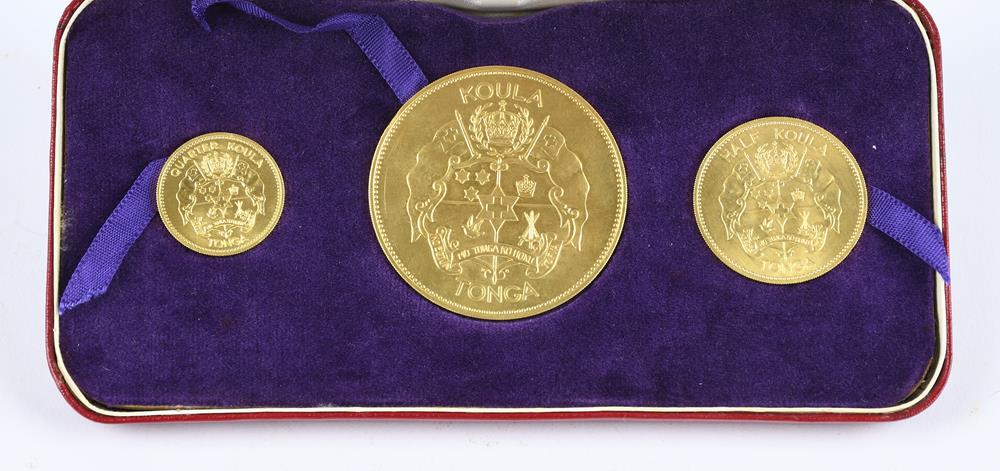 Polynesia: Queen Salote Tupou III, gold proof set (3), 1962, 'The First Gold Coinage of - Image 2 of 3