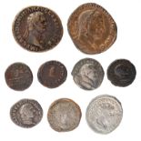 A collection of Ancient Roman coins, including; Roman Imperial Coinage, Claudius, Quadrans, Rome,