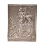 Entente Cordial 1903, a silver plaque by R Grégoire, allegorical female figures of France and