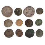 A collection of ancient coins, including; Phraates IV (c. 38-2 BC), Tetradrachm, Seleukeia-on-the-