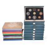 A collection of Royal Mint proof coin sets, including: Elizabeth II, 1983, 'UK' £1 to 1/2 pence, (