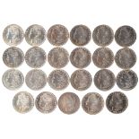 A quantity of silver United States Morgan Dollars, 1878S, 1879S, 1880, 1881S, 1882S, 1883O, 1884O,
