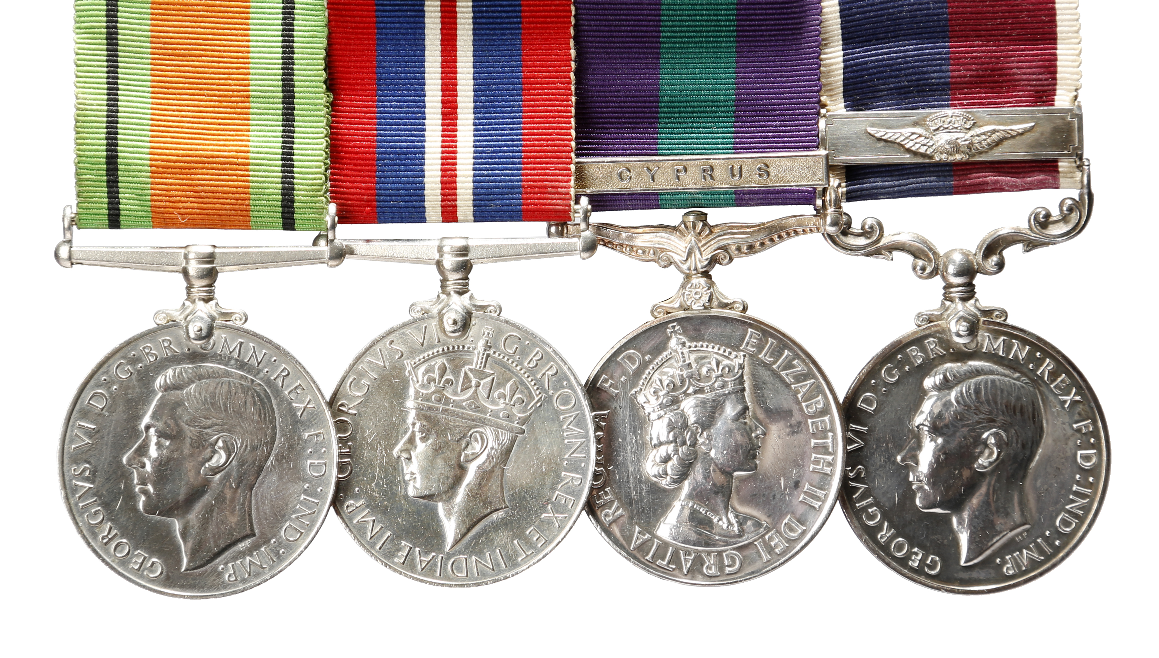 Four Medals to Warrant Officer R. R. Spry, Royal Air Force: Defence Medal; British War Medal 1939-