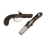 A fine cased pair of double barrelled percussion pocket pistols by Mortimer, faceted barrels 2.75