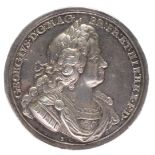 George I: Spanish Fleet Destroyed off Cape Passaro 1718, a silver medal, 45 mm laureate and armoured