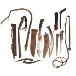A collection of Asian edged weapons and other items, including: a Persian dagger (peshkabz), a