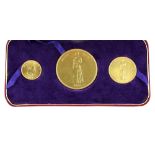 Polynesia: Queen Salote Tupou III, gold proof set (3), 1962, 'The First Gold Coinage of