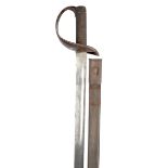 A British Royal Naval 1900 pattern boarding cutlass, blade 28 in., double edged for the last 13 in.,