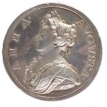 Anne: Battle of Saragossa 1710, a silver medal, 48 mm, laureate bust left, rev. Victory presents