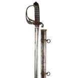 A British 1854 pattern staff officer's sword, fullered blade 33 in., by Henry Wilkinson and numbered