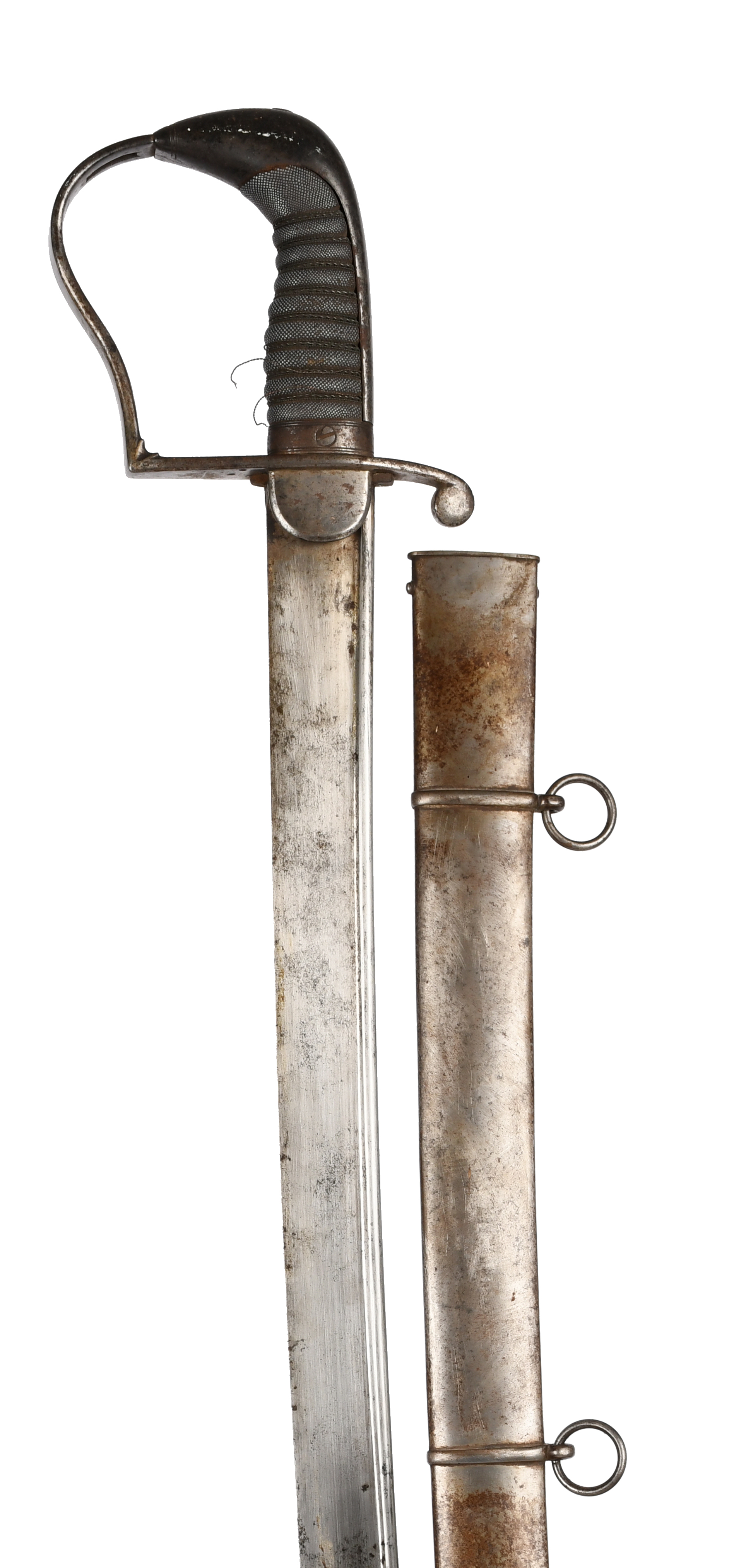 An early 19th Century British light cavalry officer's sword, slightly curved pipe backed blade 35