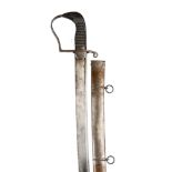 An early 19th Century British light cavalry officer's sword, slightly curved pipe backed blade 35