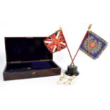 The Royal Sussex Regiment: a miniature stand of colours, comprising: a King's colour with Great