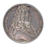 Anne, Battle of Blenhiem 1704, a silver medal, 37 mm, armoured bust of the Duke of Marlborough
