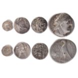 A small quantity of Greek coins, including; Macedon, Alexander the Great, Drachm, head of Herakles