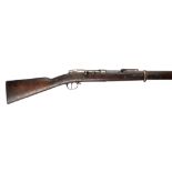 An 11x60Rmm Mauser model 71/84 bolt action service rifle, barrel 31.5 in., ladder back sight, tube