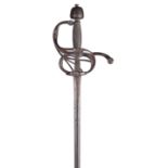 A swept hilt rapier, blade 33.25 in., etched decoration including an eagle under a crown