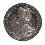 Anne: The Battle of Blenheim 1704, a silver medal, 34 mm, draped bust left, rev. Britannia with