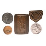 A small collection of sports related medals, comprising: Rallye Aérien de Vichy 1934, uniface bronze