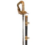 A George V Royal Air Force officer's dress sword, etched blade 33 in., gilt brass hilt displaying
