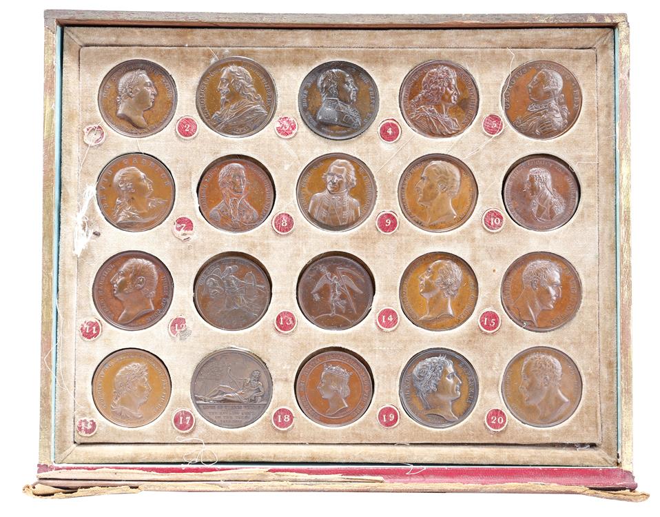 A group of forty bronze medals, comprising sixteen from James Mudie's cased series of British