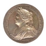 Anne: Peace of Utrecht 1713, a silver medal, 35 mm, bust left, rev. Britannia with olive branch ,