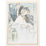 ‡Arthur Foache (1871-1967) La Garonne, 1898 lithograph in colours of an Art Nouveau maiden,