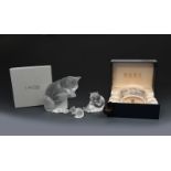 A modern Lalique clear and frosted glass model of a seated panda, in original presentation box, a