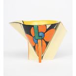 'Orange Picasso Flower' a Clarice Cliff Bizarre Conical milk-jug, painted in colours, printed