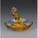 'Canard' No.283 a Lalique yellow glass cendrier designed by Rene Lalique, etched R Lalique France