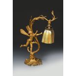 Charles Georges Ferville Suan (1847-1925) a gilt patinated bronze table lamp, modelled as fairy