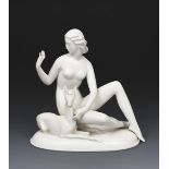 A KPM Berlin blanc de chine porcelain figure of Diana designed by Gerhard Schliepstein, model no.