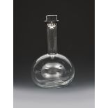 A Georg Jensen silver and glass carafe designed by Ole Palsby, ovoid clear glass body with