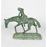 ‡ Julian Sainsbury Horse and Rider, 1989 verdi-gris bronze signed in the cast, applied paper label