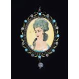 A George Hunt silver and enamel portrait pendant of Anne Lutterell Duchess of Cumberland, dated