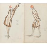 ‡ Dorte Clara Dodo Burgner (1907-1998) Woman in a Brown rain coat, 1925 two pencil and watercolour
