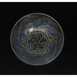 'Chiens No.1' No.3218 a Lalique opalescent glass bowl designed by Rene Lalique, modelled in low