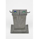 An Osiris Isis pewter and enamel biscuit box after a design by Archibald Knox, model no.436, circa